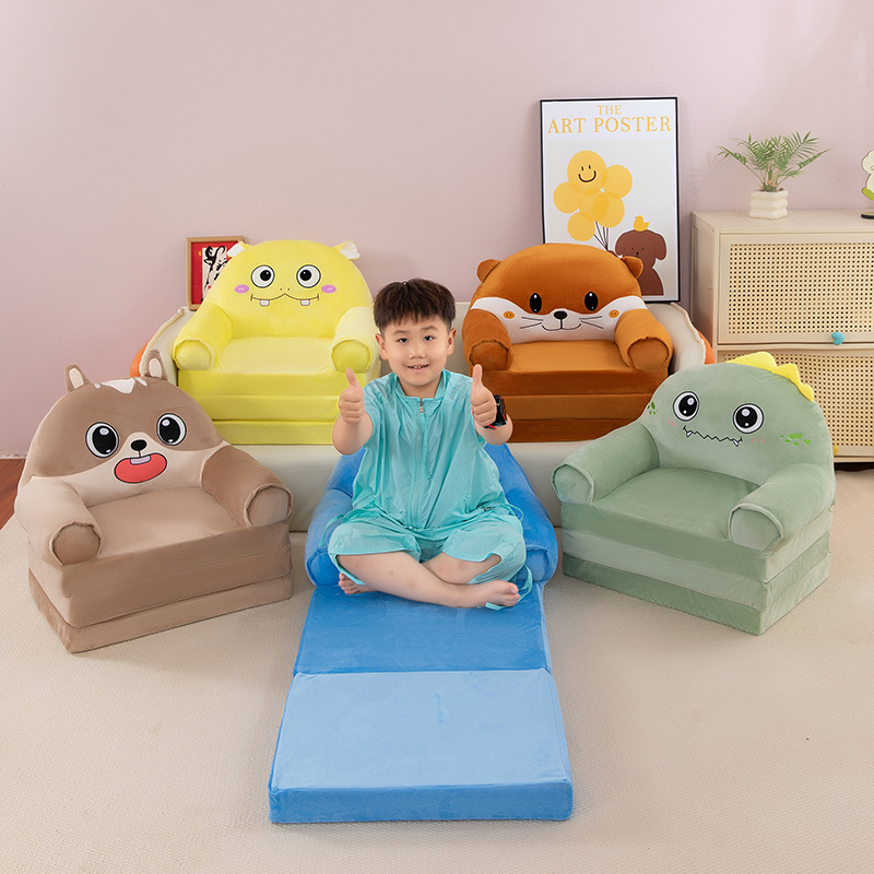 Fabricantes de dibujos animados niños pequeños sofá asiento sofá plegable sofá cama bebé pequeño sofá transfronterizo perezoso sofá asiento taburetes