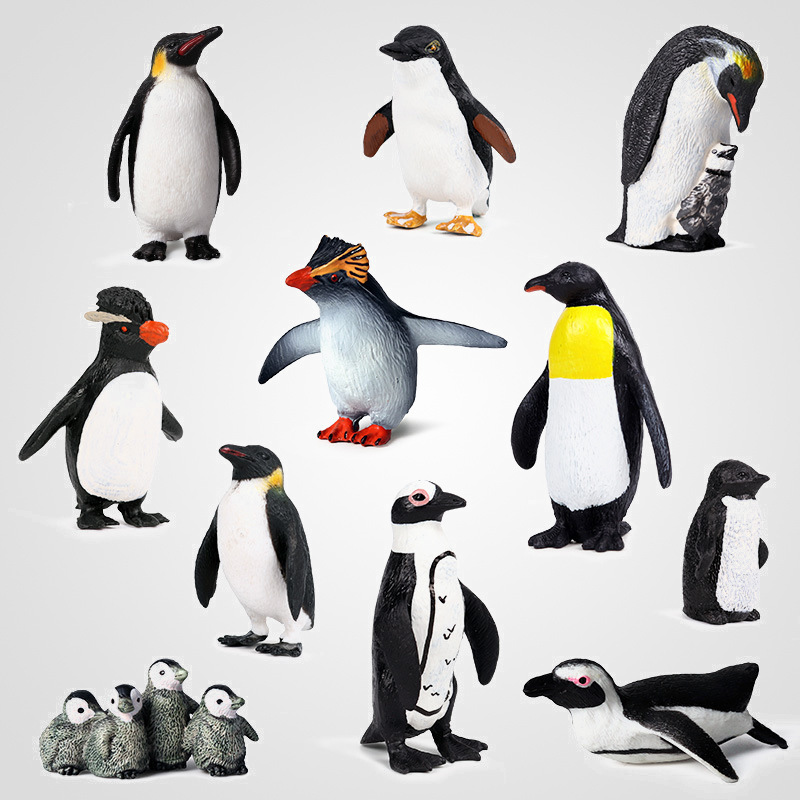 儿童玩具仿真认知动物模型实心极地企鹅帝王皇帝企鹅套装沙盘摆件