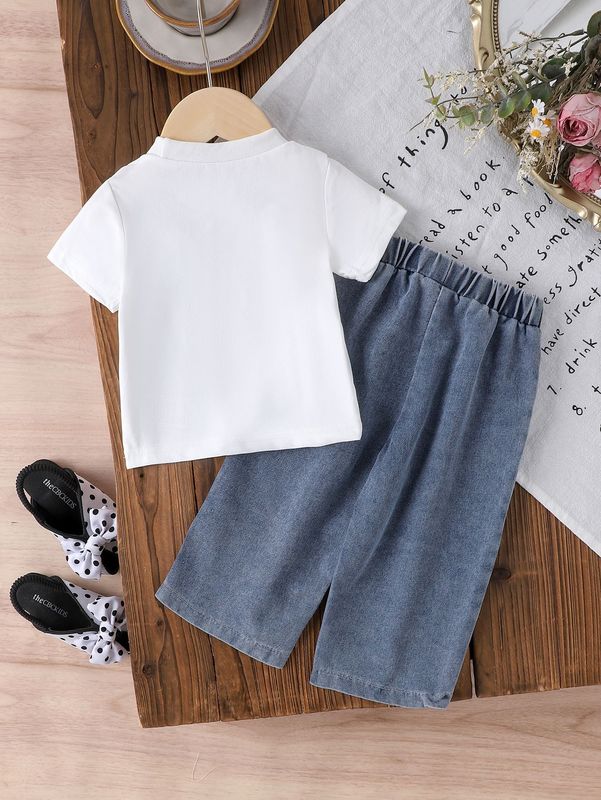 子供服 Amazon ヨーロッパとアメリカの子供服クロスボーダーヒョウ柄リボンオフホワイト T シャツ + ズボン|undefined
