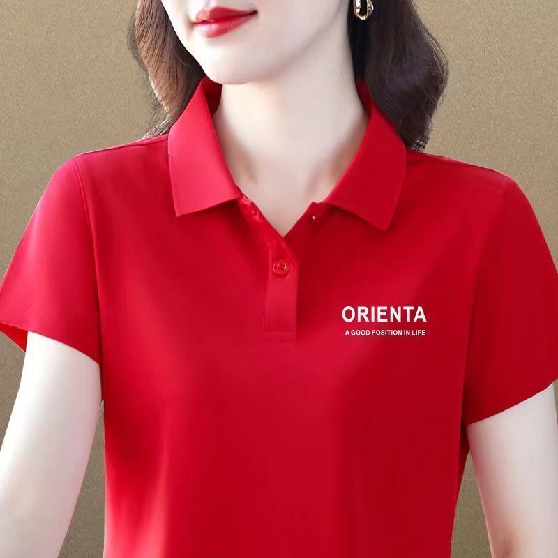 Yレディースの新しい襟の上着の女性の半袖の夏の新しい広場のダンスの服はカジュアルでゆったりしていて、やせているスポーツのtシャツを現します。|undefined