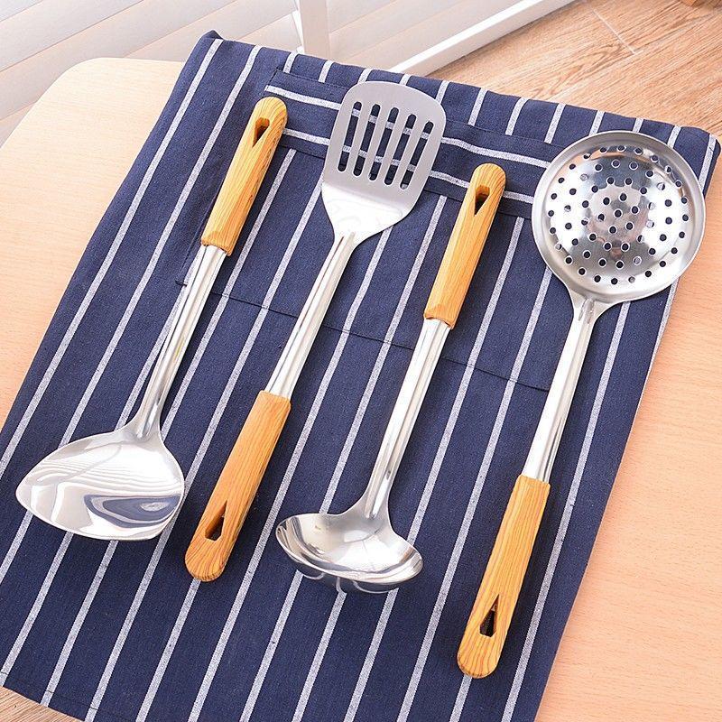 Stainless steel set of kitchen utensils, spatulas, anti-scalding spoons, full set of household spoons, cooking spatulas, kitchen spatulas, colanders, soup spoons