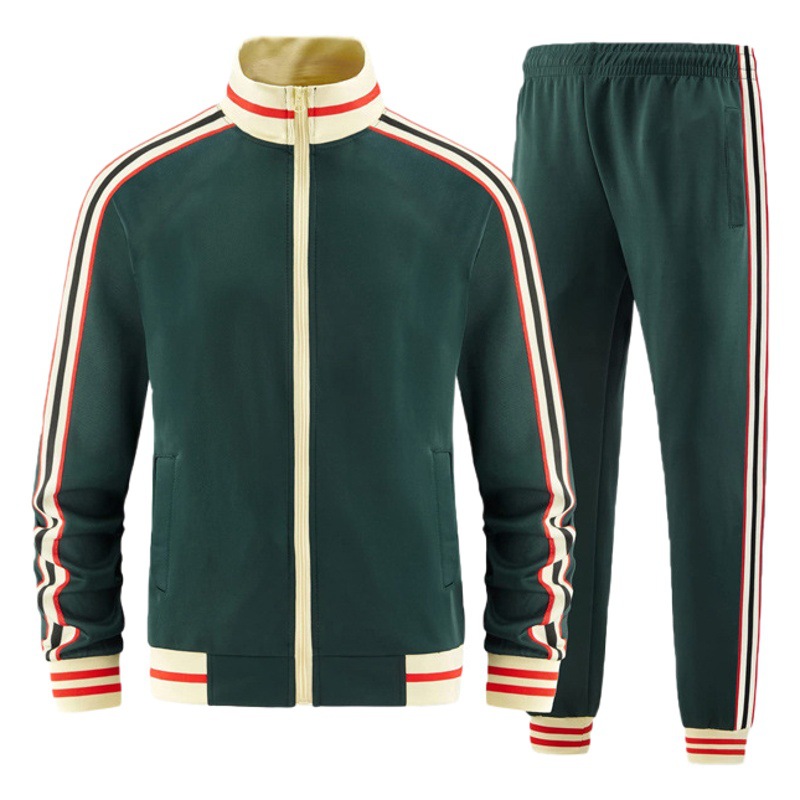 2023 Otoño e Invierno transfronterizo nuevo traje de chaqueta con cremallera para hombre Amazon pantalones de manga larga collar de dos piezas conjunto