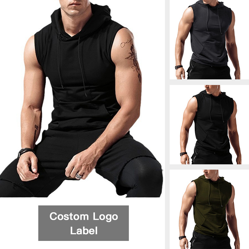 Cross-border Amazon new 2003 men's T-shirt fitness solid color sports casual sleeveless vest men's clothing