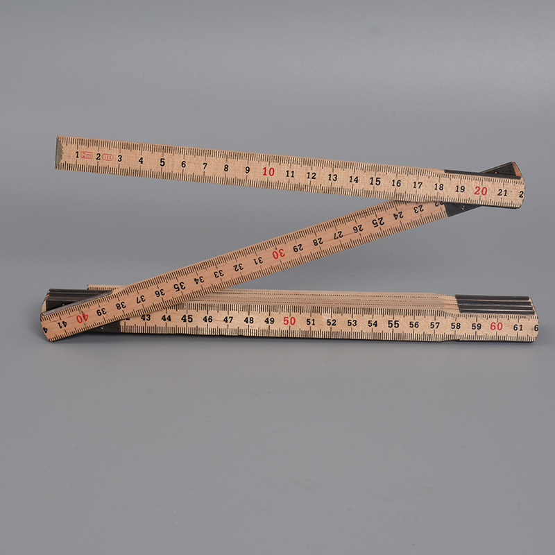 WOODENFOLDINGRULER2米10折桦木折尺弹簧木折叠尺精准刻度
