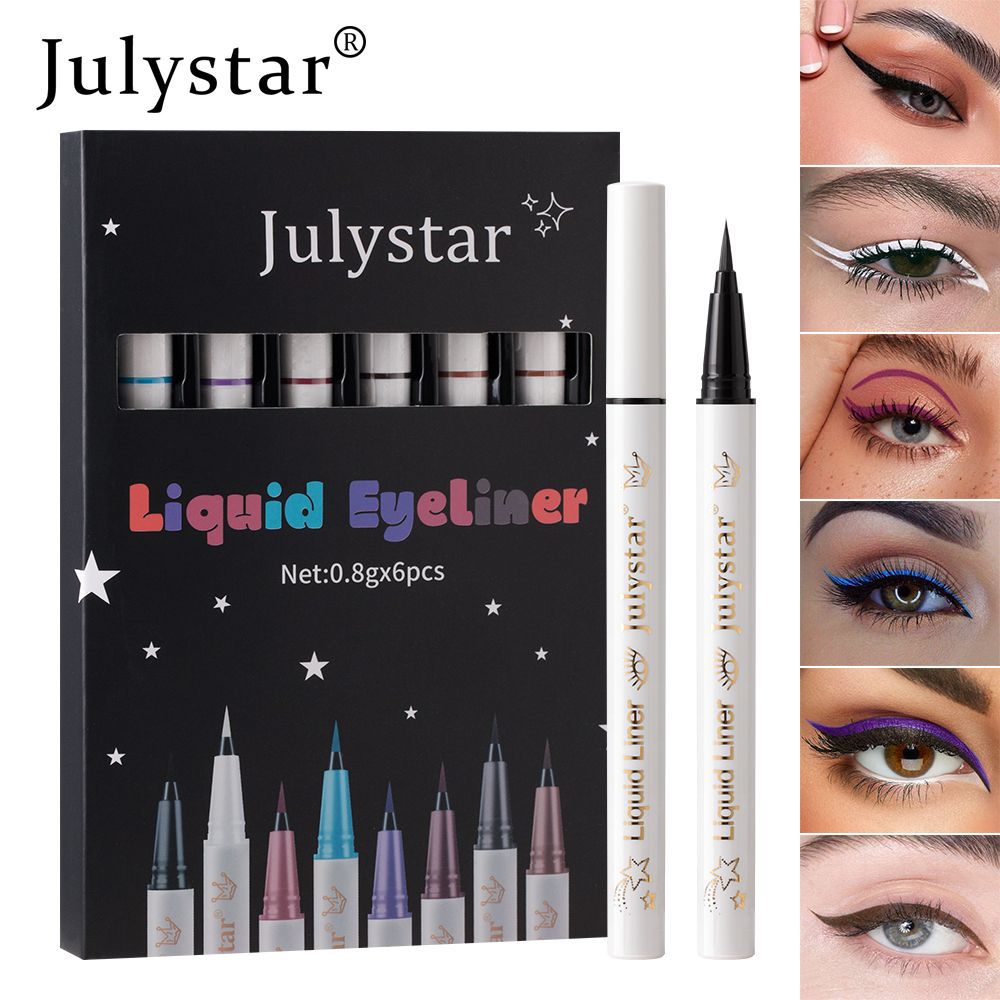 Julystar Non-smudging Long-lasting Waterproof Eyeliner Pen 6-piece set, eye makeup pen wholesale for the under-eye range undefined