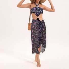 2025年新款欧美两件套游泳连体衣泳衣女泳池沙滩派对时尚性感长裙