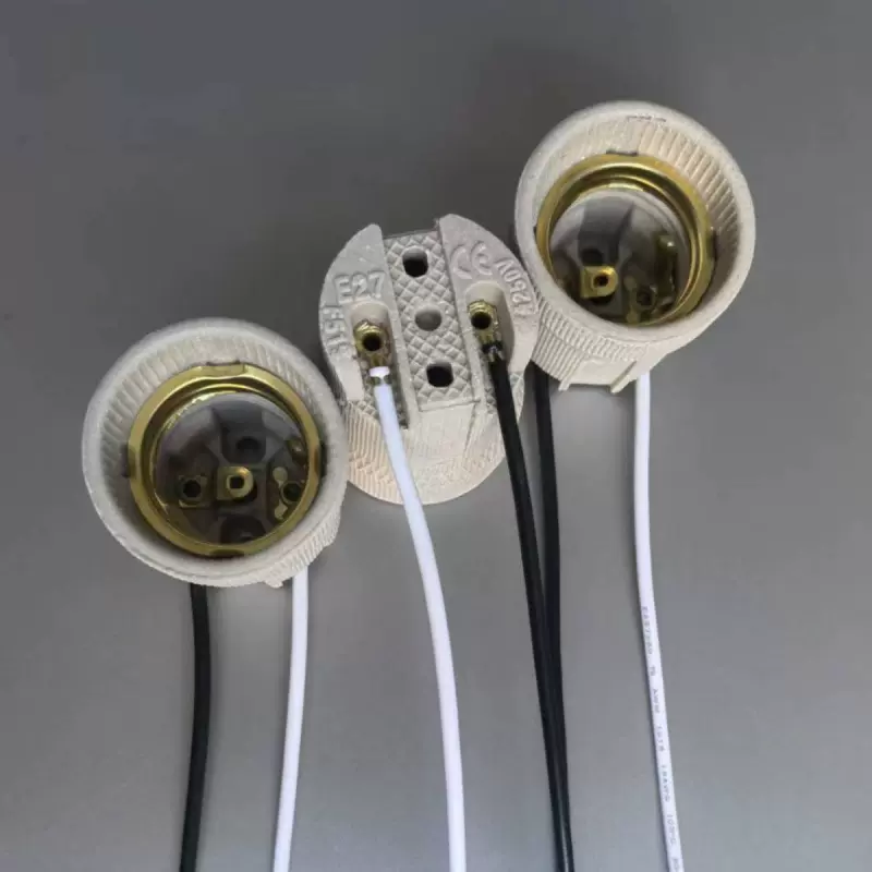 定制E27带线陶瓷灯头灯座 耐高温抗阻燃灯头 店铺家装工程灯座