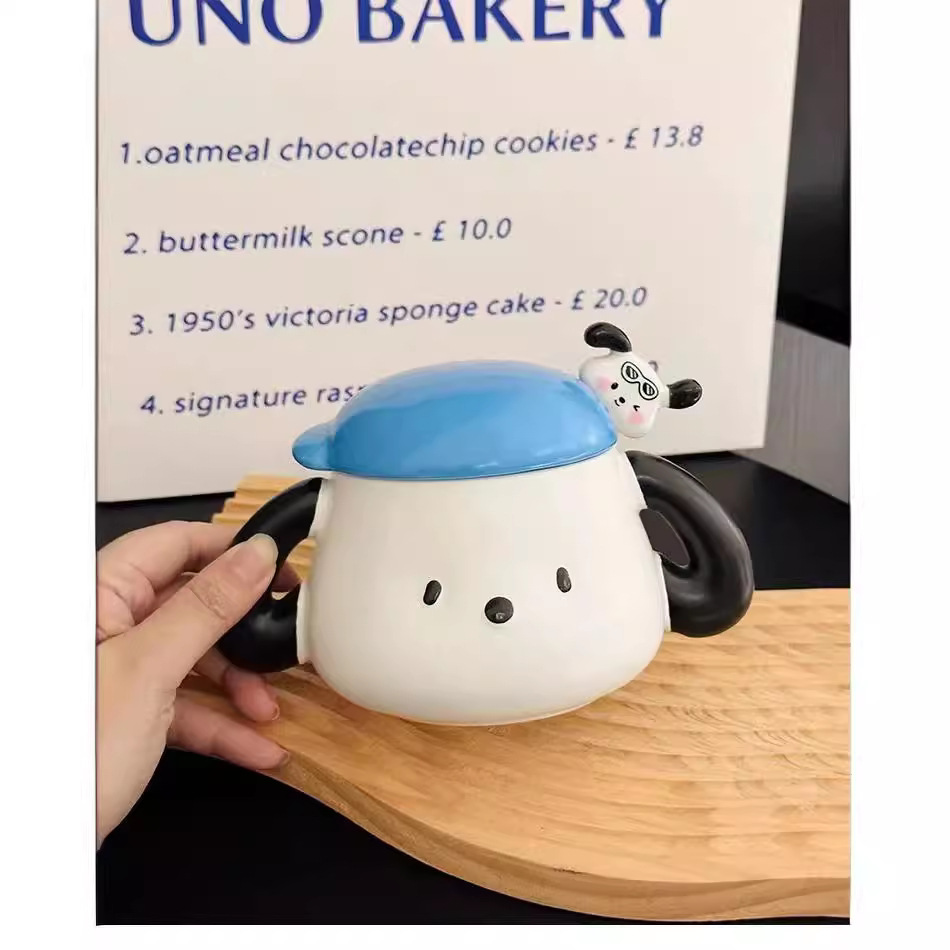 Creativo lindo caricatura perro taza de agua de cerámica de doble oreja taza de café de forma de animal simple y interesante regalo