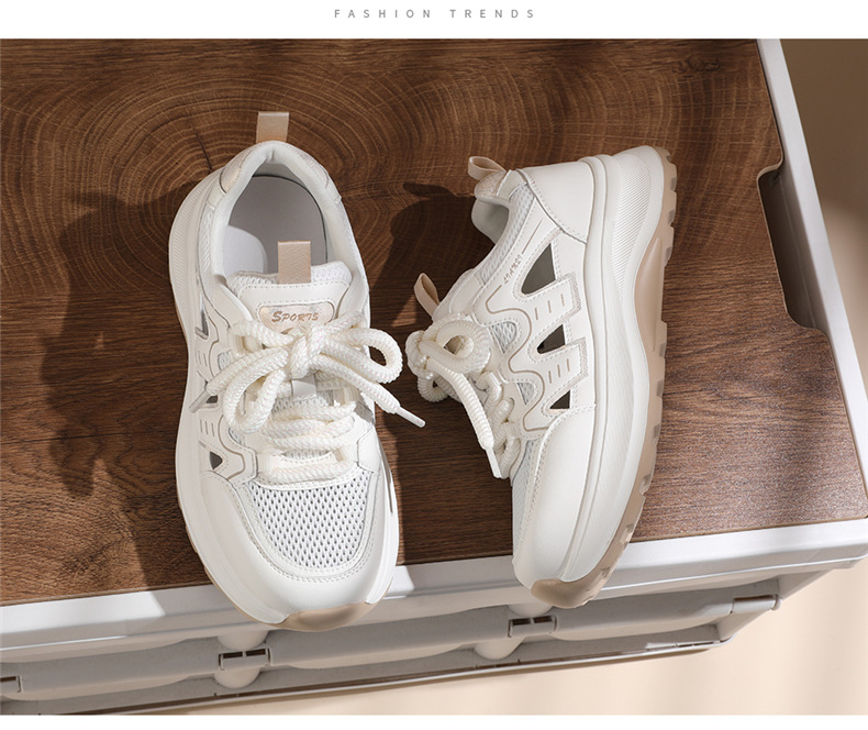 Giày sneaker nữ đế dày da thật thoáng khí kiểu dáng xu hướng mùa hè 2026, dép quai hậu khoét lỗ — 7218 mét xám, Màu mơ 7218 chi tiết 14