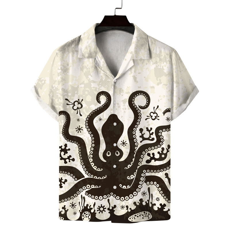 Camicia uomo maniche corte stampa 3d collo cubano hawaiana_voghion.com