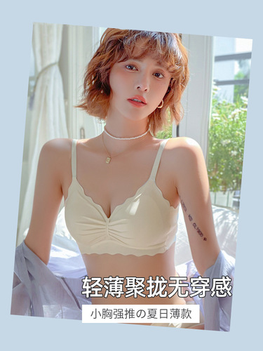 Seamless underwear for women with small breasts, new style  anti-sagging, secondary breast reduction, sexy bra set for girls, thin section