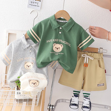 男童POLO衫童装套装夏季新款洋气宝宝卡通短袖两件套衣服小童夏装