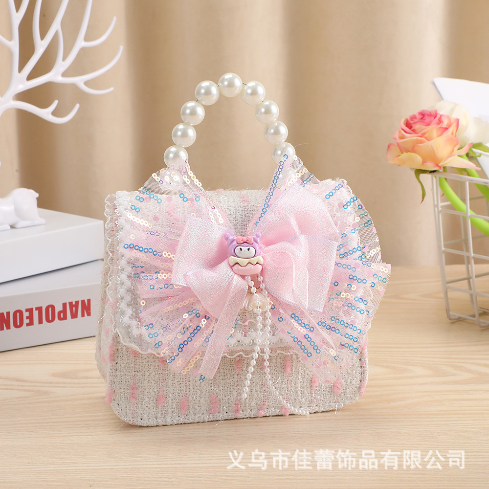 Bolsos Infantiles, Bolsos Cruzados de Moda de Verano, Bolsos de Mano con Perlas para Niñas, Bolsos de Princesa, Monederos Pequeños Estilo Chanel, Bolsos de Hombro al por Mayor