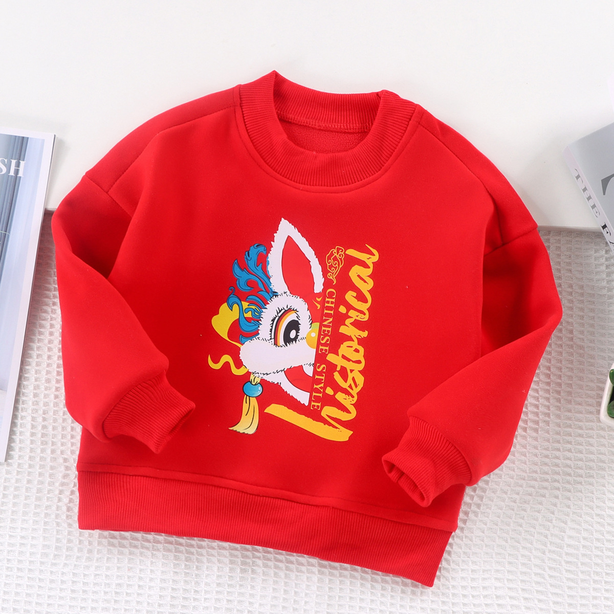 Year of the Rabbit new pattern Children Plush Guochao Sweater thickening new year Chinese New Year men and women Guochao Happy New Year