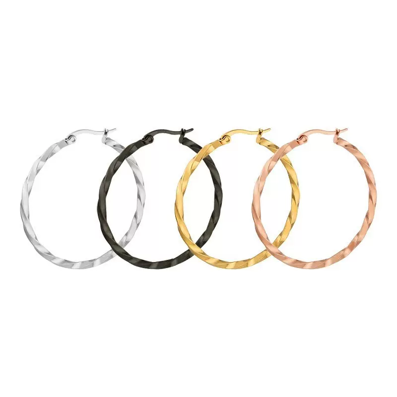 欧美简约个性时尚不锈钢扭曲大耳环耳扣夸张大耳圈耳饰品厂家直销