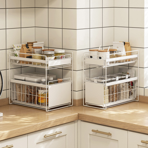 Prosperous kitchen sink storage rack household layered cabinet rack countertop multi-functional pull-out storage rack wholesale
