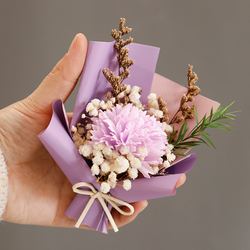 康乃馨满天星迷你小花束香皂花仿真花伴手礼装饰摆件母亲节送妈妈|undefined