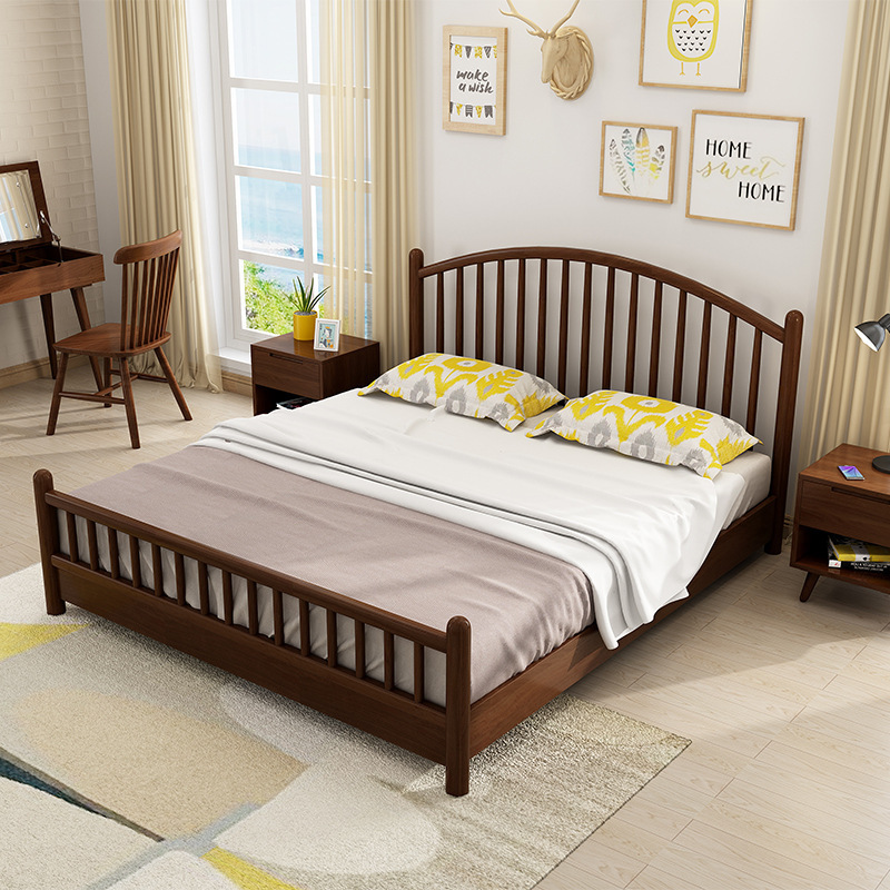 Cama individual de nogal