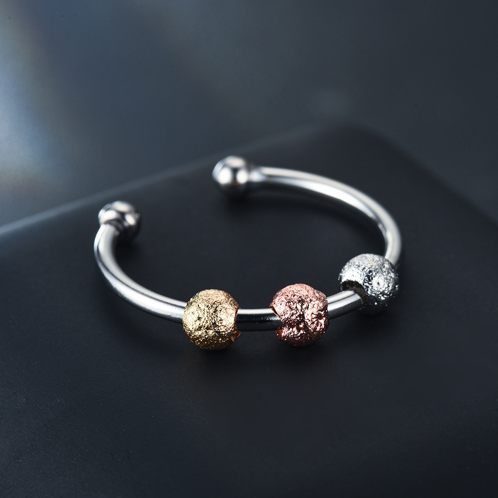 Creative Rotatable Decompression Ball Stainless Steel Open Ring display picture 1