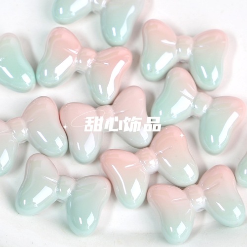 UV plated gradient toffee butterfly straight hole beads can be hand painted acrylic bow diy mobile phone chain car hanging accessories