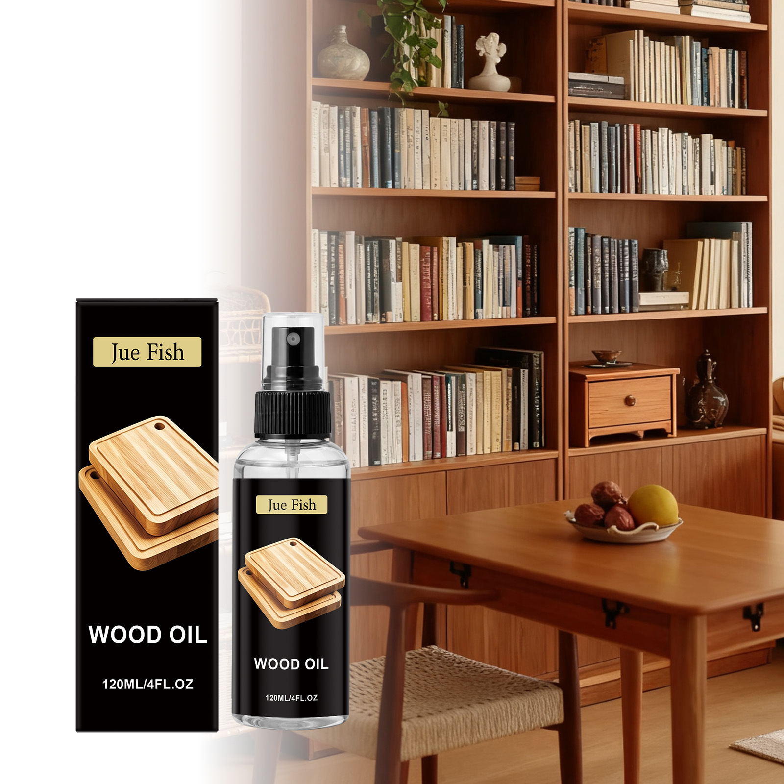 Jue Fish Wood Care Oil Daily Care for Wooden Furniture, Dust Removal, Cleaning, Polishing, and Restoring Shine