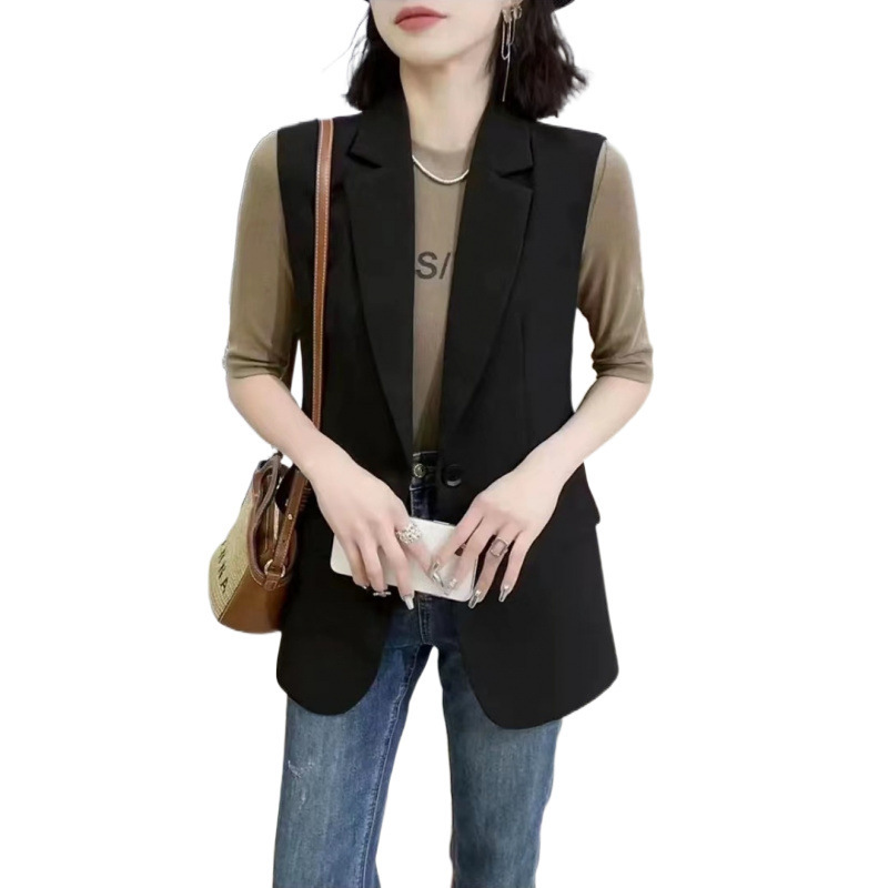 Chaleco de traje negro, chaqueta de mujer, estilo de mujer 2023, chaleco de mujer, nuevo chaleco de traje de primavera y otoño image 5