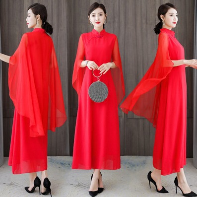 Chinese Style summer women's clothing Chinese style stand collar cheongsam plate buckle tea art fairy slim tea clothes long dress Zen dance clothes dress Chinese Style summer women's clothing Chinese style stand collar cheongsam plate buckle tea art fairy slim tea clothes long dress Zen dance clothes dress