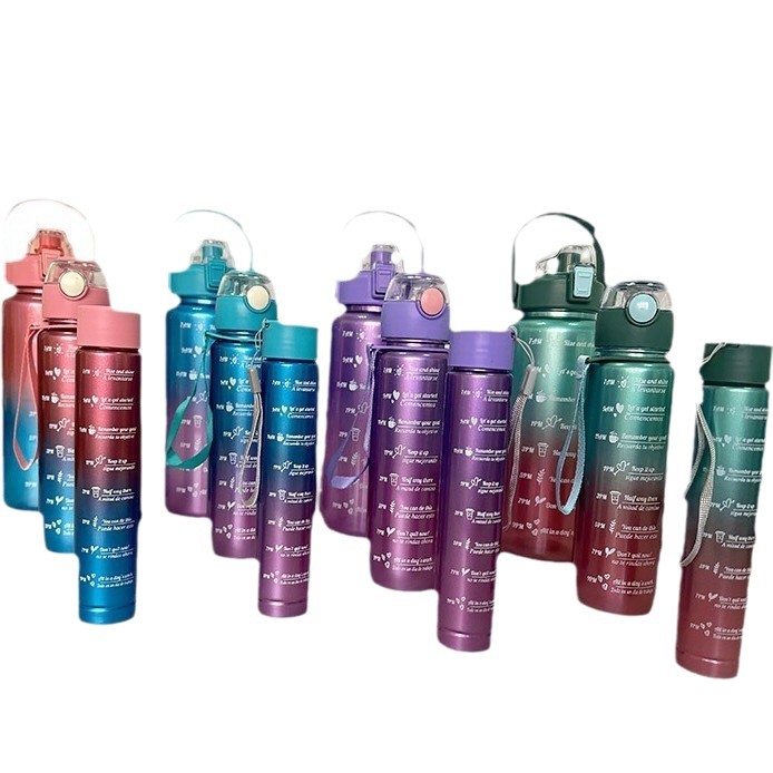 Comercio exterior transfronterizo Amazon e-commerce de tres piezas de plástico de gran capacidad taza de paja taza de rebote cubierta deportes botella de agua al aire libre