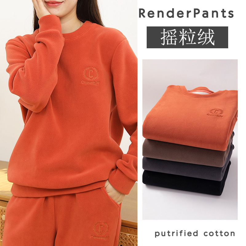 Pajamas Women's Winter fleece-lined Thickened Fleece Casual suit Women's 2024 New Knitted Warm Sweater Home Clothes