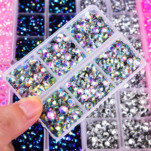 约6500颗 树脂平底钻diy美甲水钻六格盒装彩色圆形贴钻暴力熊手机