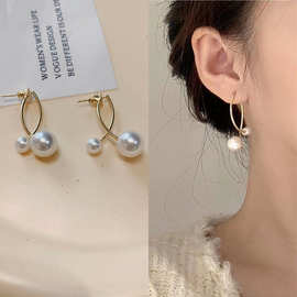 韩国东大门小众设计珍珠后挂耳钉气质轻奢简约秋冬新款耳环耳饰潮