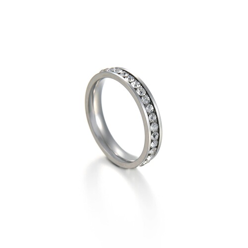 Minimalist classic cross-border fashion jewelry supply 4MM single row diamond women's stainless steel ring factory handmade jewelry wholesale