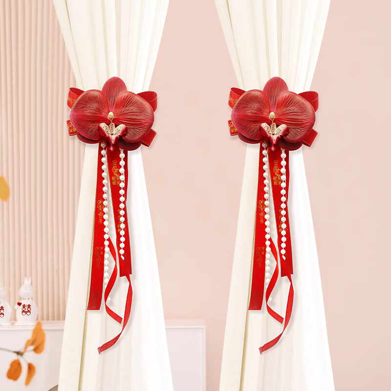 Decoración de ramo de flores de simulación de decoración de cortinas de sala de estar personaje de boda mujer casada hombre nueva casa cortina de decoración