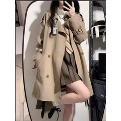 黑色风衣外套女中春秋新款韩版常规英伦风小个子