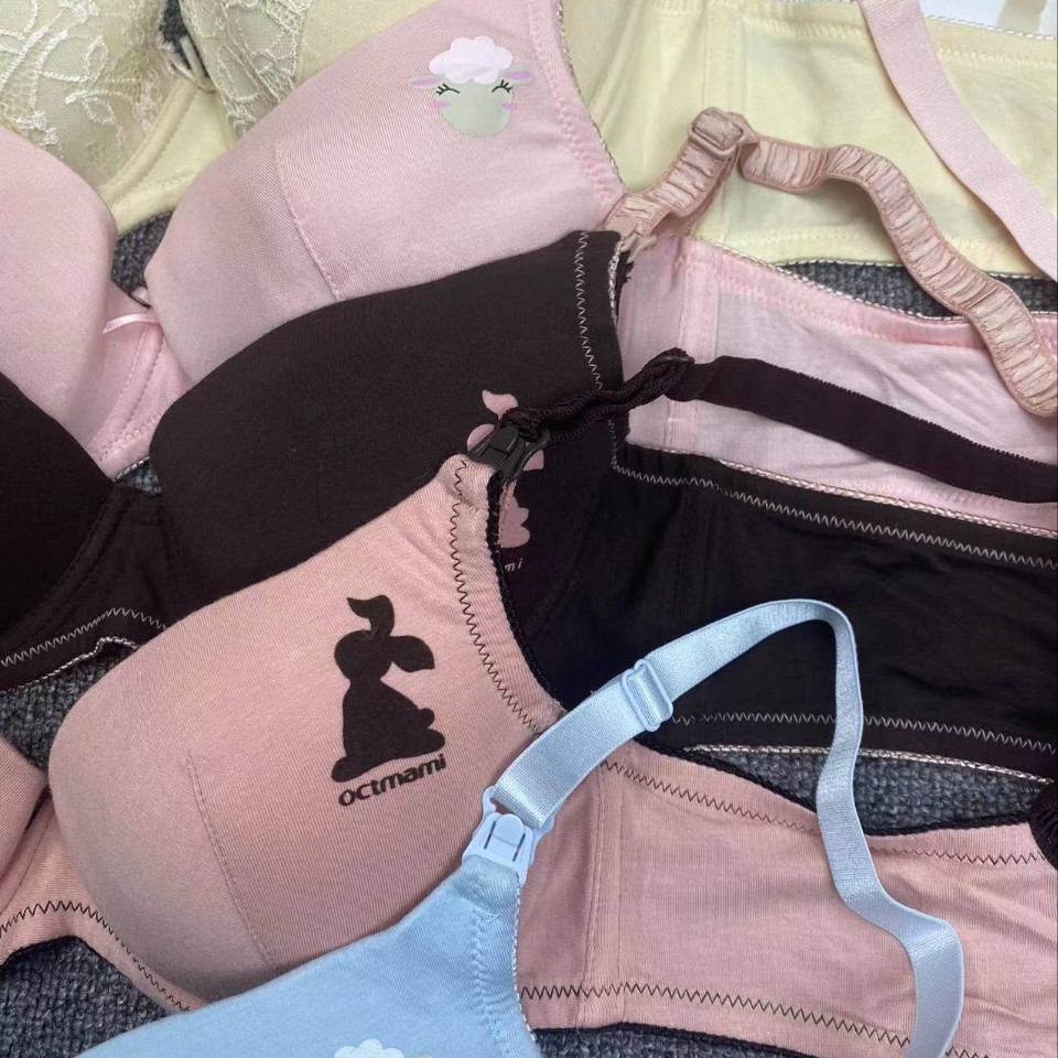 Bra de lactancia de gran tamaño con anillo de acero abierto para mujeres embarazadas y ropa interior de bra de lactancia ajustable sin marca