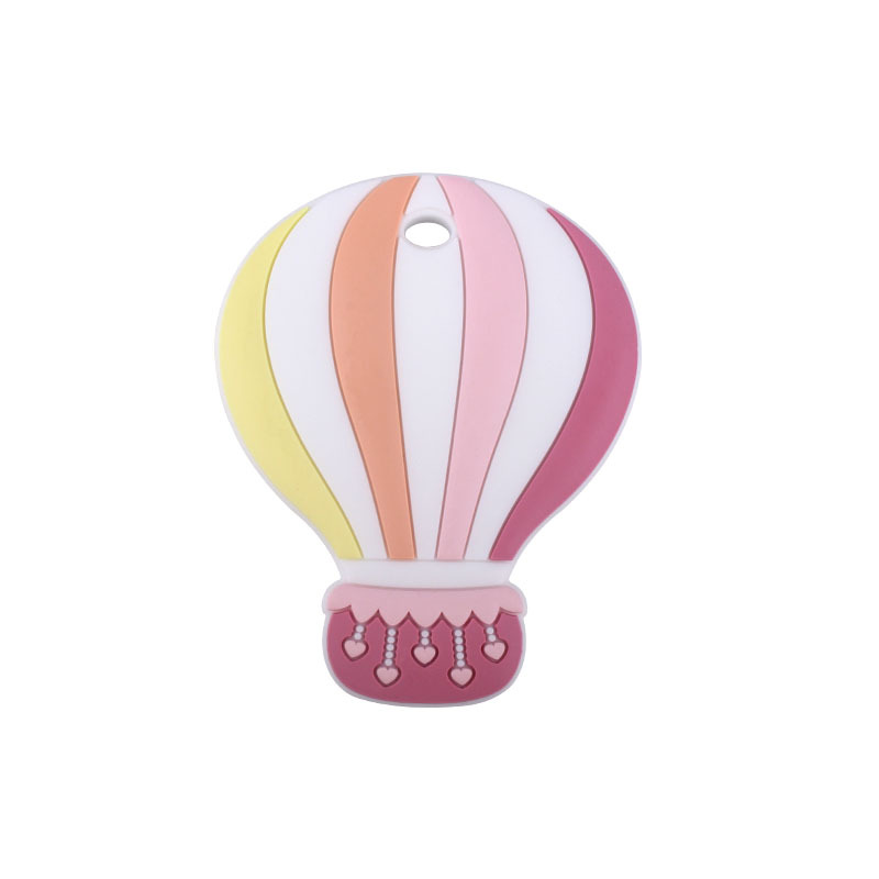 Bebé de dibujos animados colorido globo de aire caliente de silicona teether stick juguete entrenamiento del bebé dientes de molienda palo