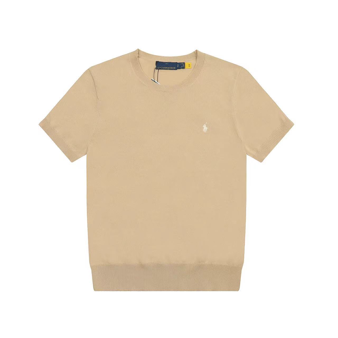 in stock Ralph RL Home College Old Qian Feng Business Classic Round Neck Solid Color Pony Embroidery Breathable Knitted Short Sleeve