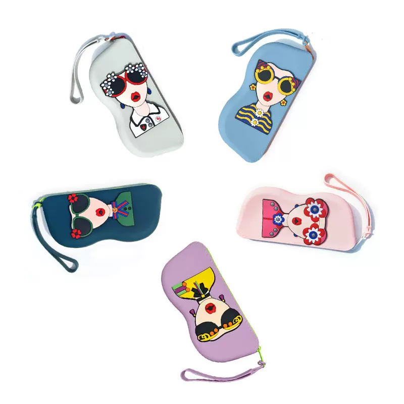 跨境新品创意可爱墨镜收纳包女士便携眼镜盒diy太阳镜硅胶眼镜包