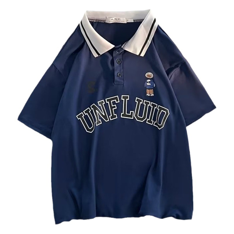 Camisa de polo americano camisa de verano de manga corta para hombre Ropa de moda japonesa de moda retro de alta calle suelta marca de moda superior