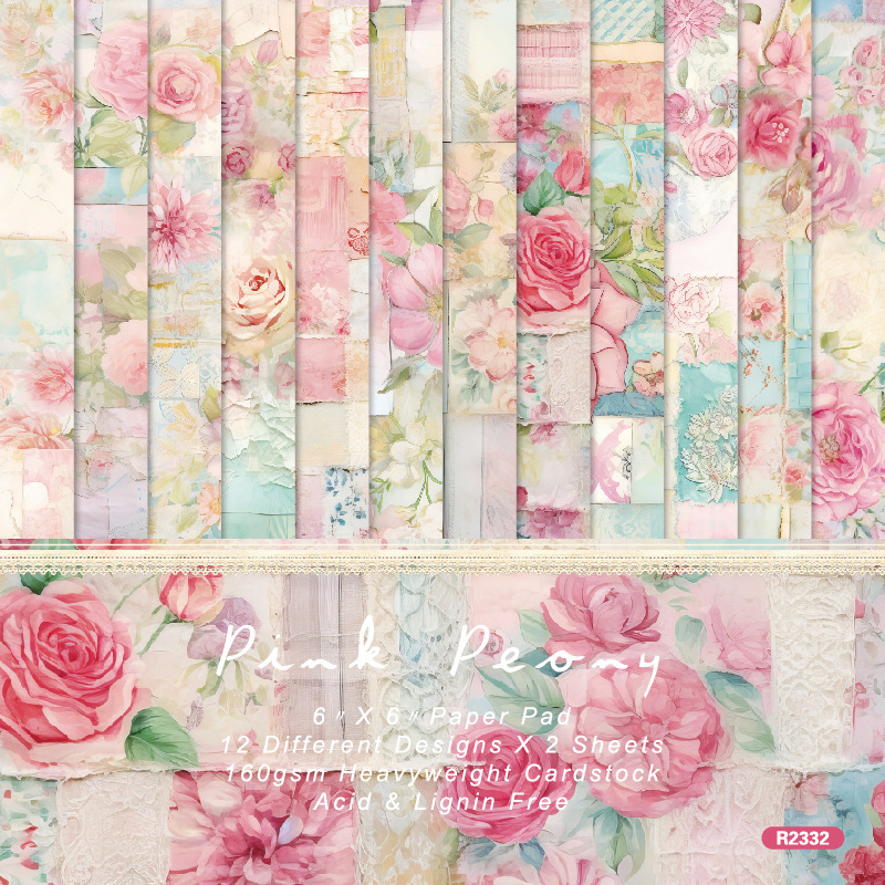 ♔ DIYフォトアルバムスクラップブック紙ハンドブック素材紙12枚半分背景紙6inchパターン紙|undefined