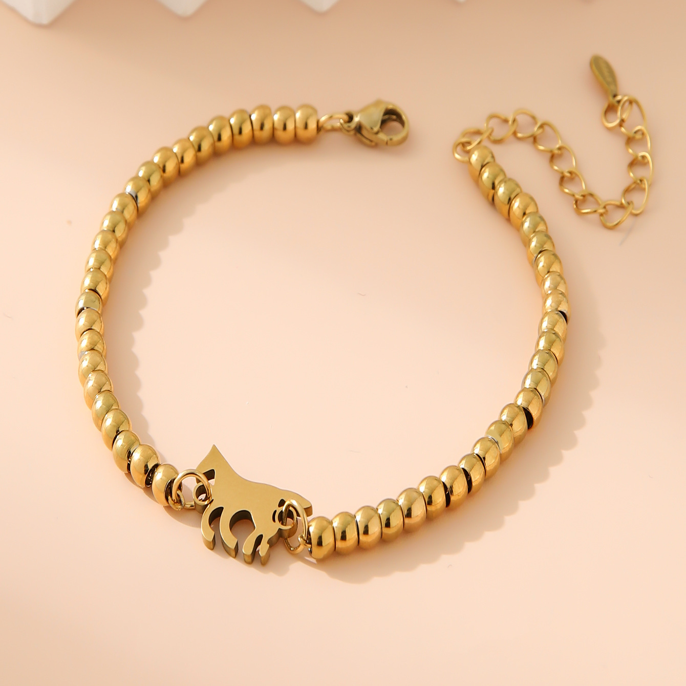 38g Weight 18K Gold Plated Plating Material 304 Stainless Steel Pendant Material Bracelets Classification 304 Stainless Steel Chain Material Beaded Chain Chain Type 1 Piece Quantity Holiday, Daily Occasion 304 Stainless Steel Material Mother'S Day Festival Letter Pattern All Seasons Season Women's Gender Plating Design Simple Style, Classic Style Style Simple Style Classic Style Letter 304 Stainless Steel 18K Gold Plated Beaded Chain Bracelets In Bulk 15