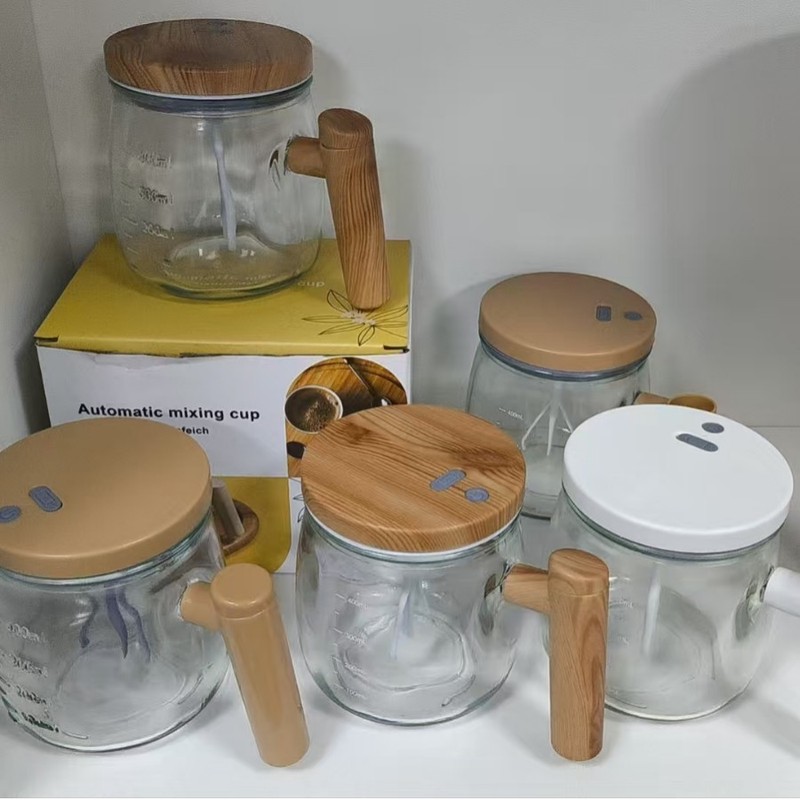 新しい電気ガラス自動ミキシングカップ便利なコーヒーミキシングカップオフィスガラスライナーマグ|undefined