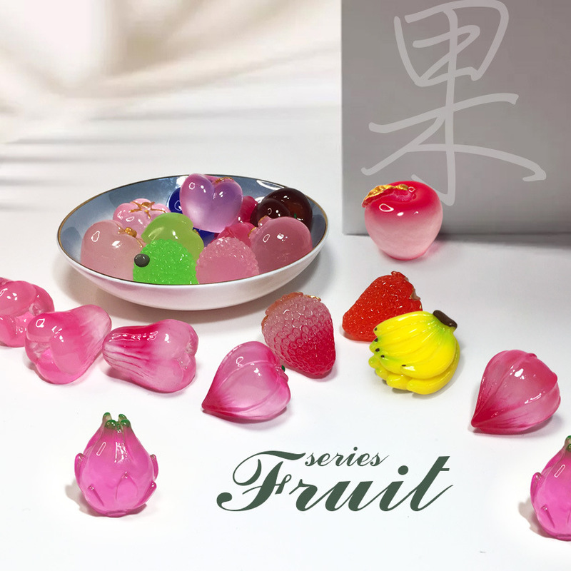 Shake Voice Live Star Fine Flash Fruit Cute Grain Simulation Food Play Blind Bag Luminous Ornaments DIY Resin Accessories