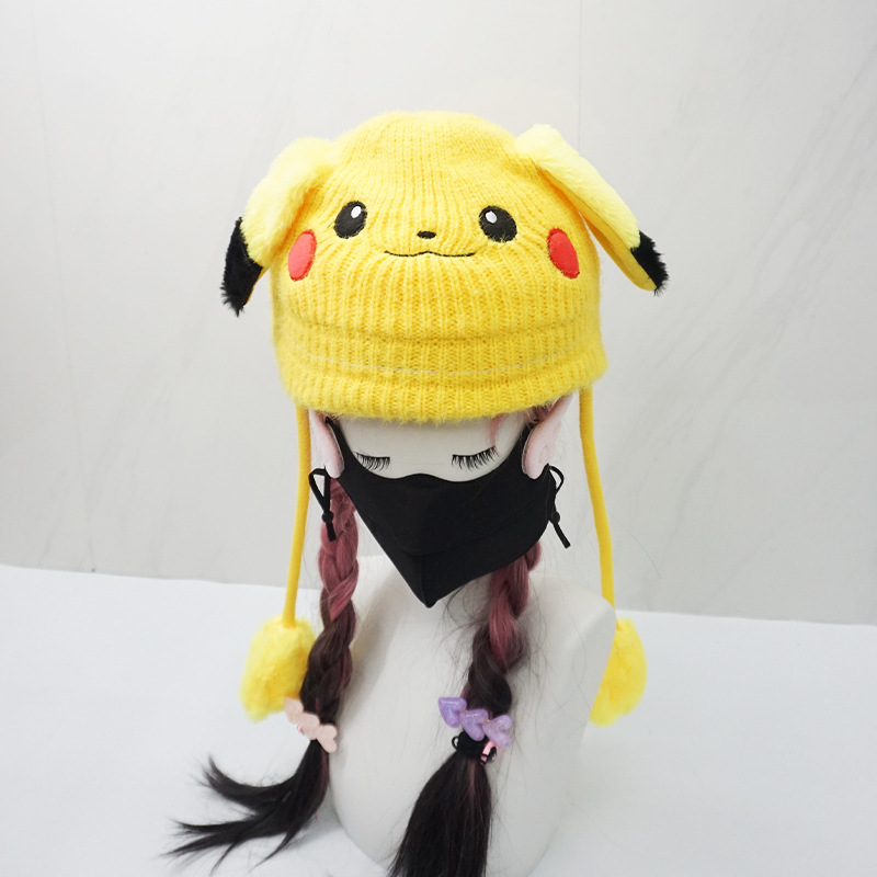 Upgraded Yellow Pikachu Cartoon Doll Ski Helmet Cap Cover Snow Helmet Decoration Accessories Removable and Washable