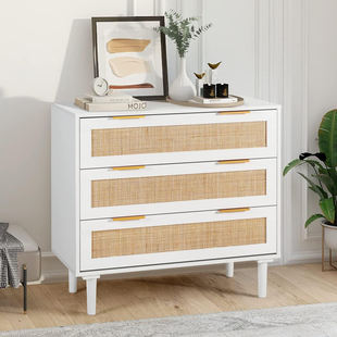 Foreign Trade Custom Oak Modern Panel Kitchen Drawer Cabinet Chest of Drawers Solid Wood Legs Rattan Chest of Drawers