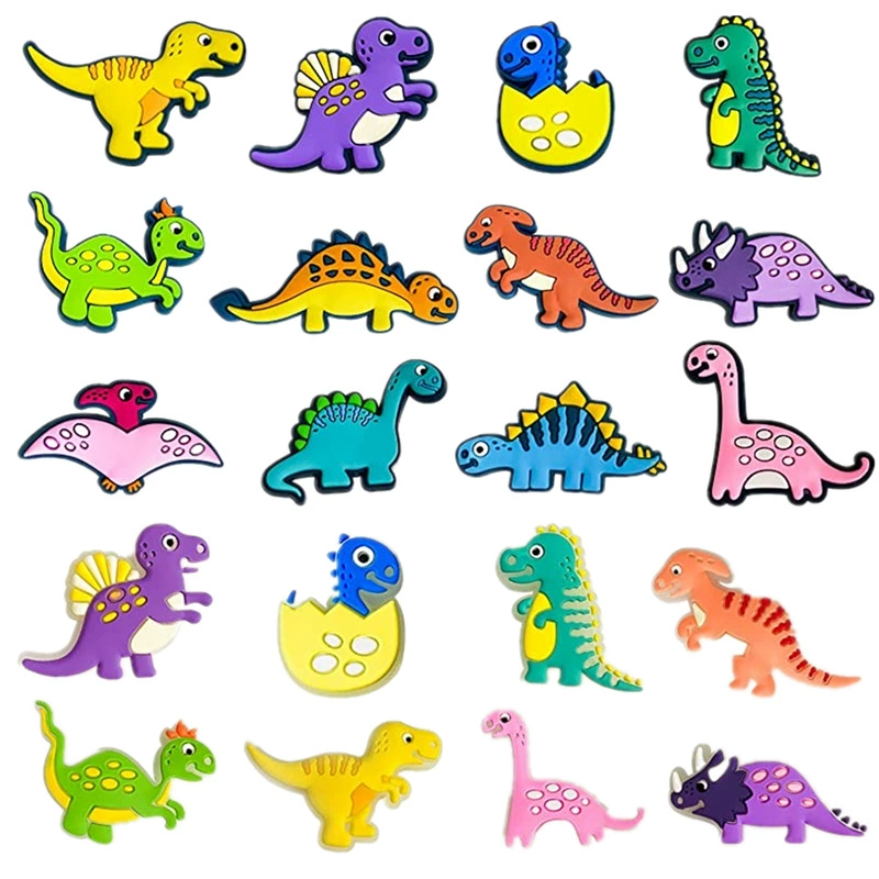 Новые отверстия обувь Пряжка динозавр отверстие обувь цветочные аксессуары ПВХ мягкие резиновые украшения браслет обувь аксессуары оптом