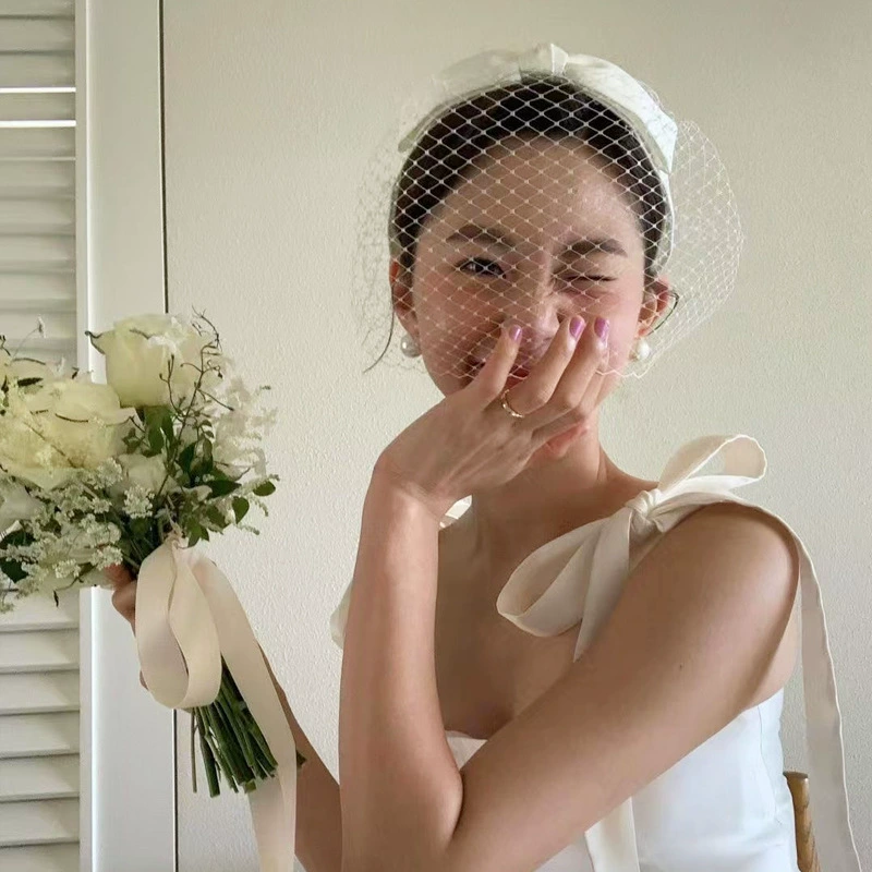 Headband with bow, retro hair accessory for bride, internet celebrity