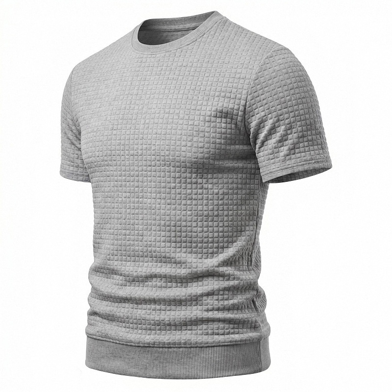 2024 transfronteriza nueva estación independiente primavera y verano de los hombres de Amazon pequeña camiseta a cuadros cuello redondo casual top de moda