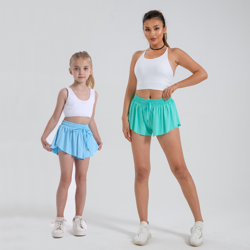 Sports Shorts Women's Elegant Shorts with Spandex Lining 2-in-1 Youth Butterfly Skirt Suitable for Fitness Running