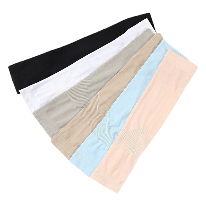 South Korea Cool Silk Finger Ice Sleeves Cool Summer Driving Arm Protectors Women Solid Color Sunscreen Ice Silk Sleeves Wholesale